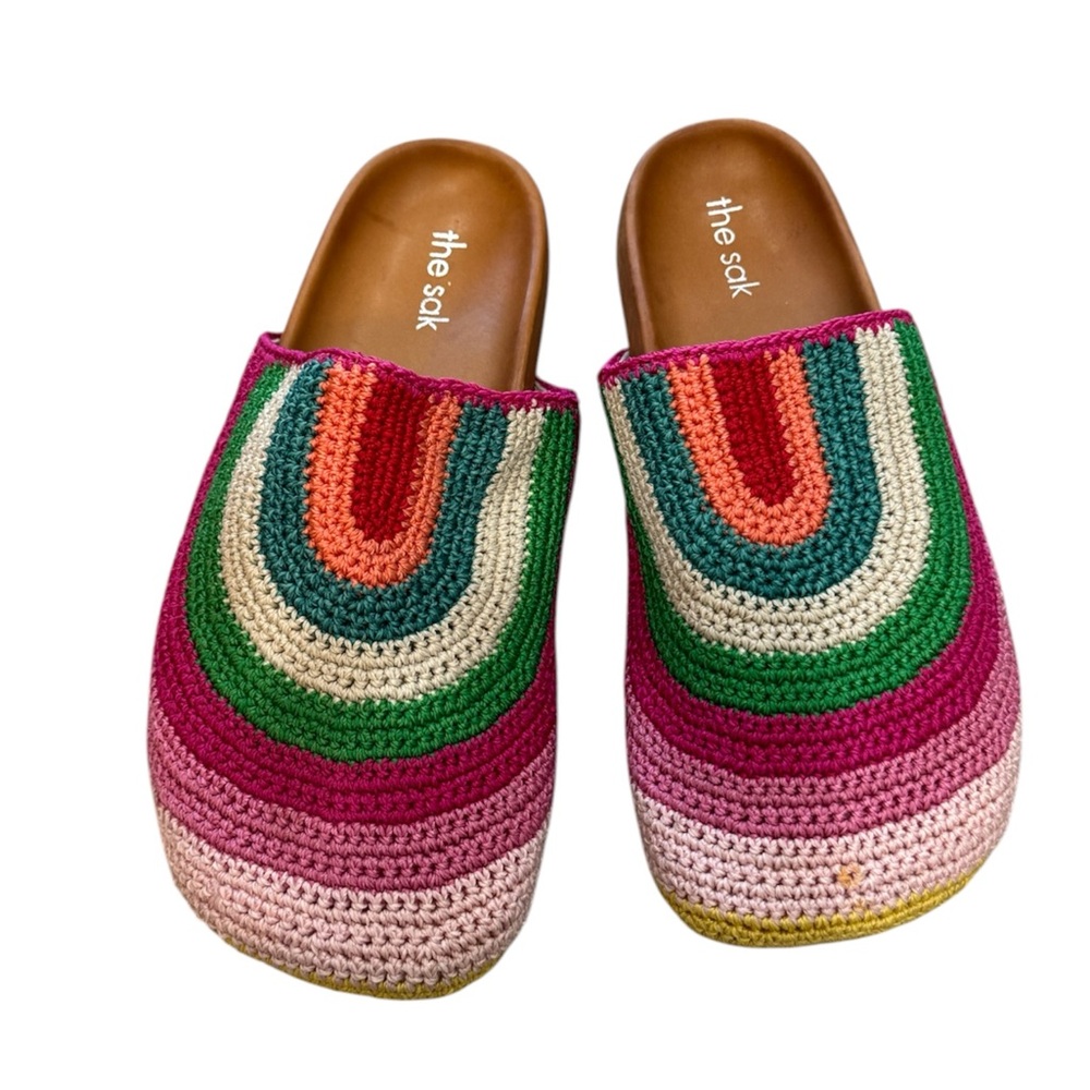 the sak Multicolor Crochet Slide Mules - Pink/Green